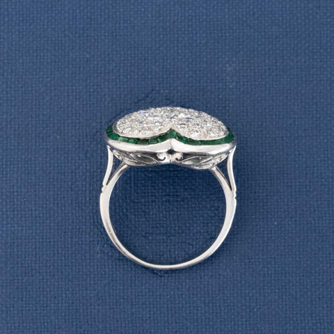 1.89ctw Edwardian Diamond & Emerald Heart Motif Ring