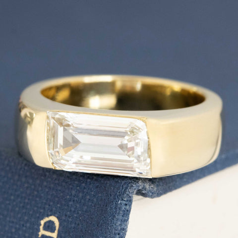 1.90ct Flame Step Cut Diamond Half-Bezel Solitaire