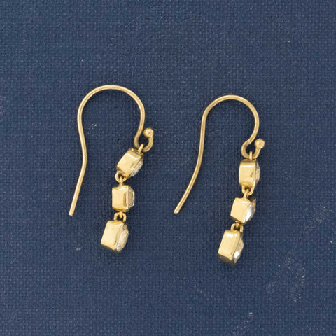 1.90ctw Mixed Antique Cut Diamond Drop Bezel Earrings