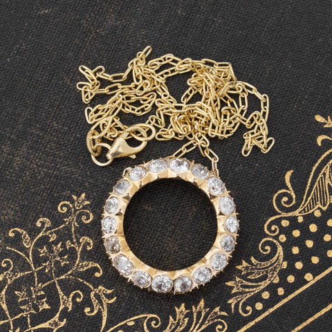 1.90ctw Old Mine Cut Diamond Circle Pendant