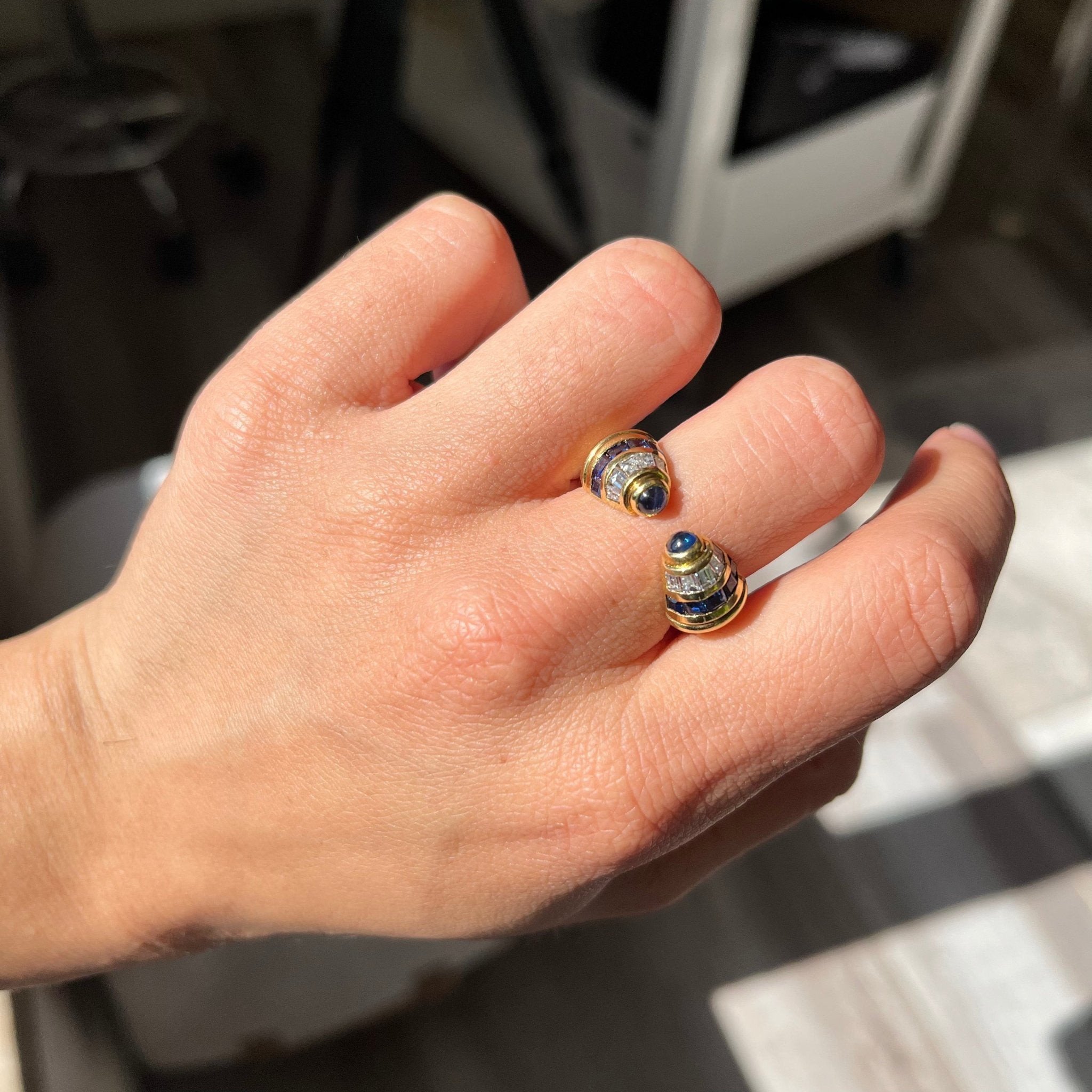 1.90ctw Vintage Diamond & Sapphire Open Ring