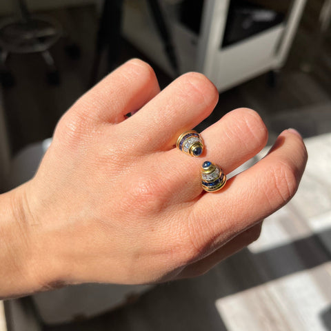 1.90ctw Vintage Diamond & Sapphire Open Ring