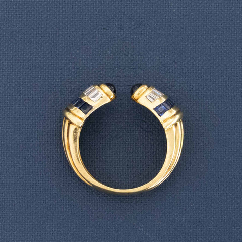 1.90ctw Vintage Diamond & Sapphire Open Ring