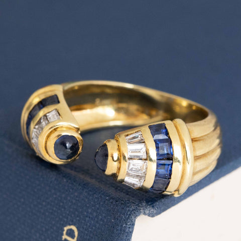 1.90ctw Vintage Diamond & Sapphire Open Ring