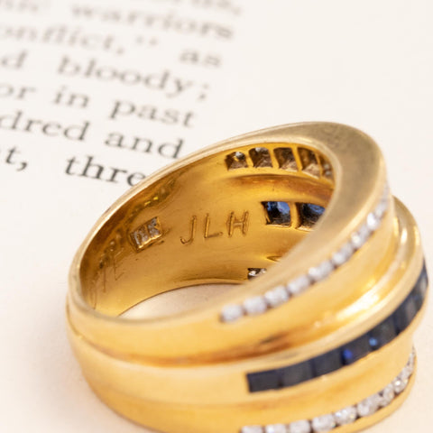 1.90ctw Vintage Diamond & Sapphire Ring, by Krypell