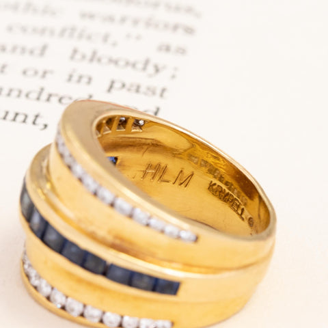 1.90ctw Vintage Diamond & Sapphire Ring, by Krypell