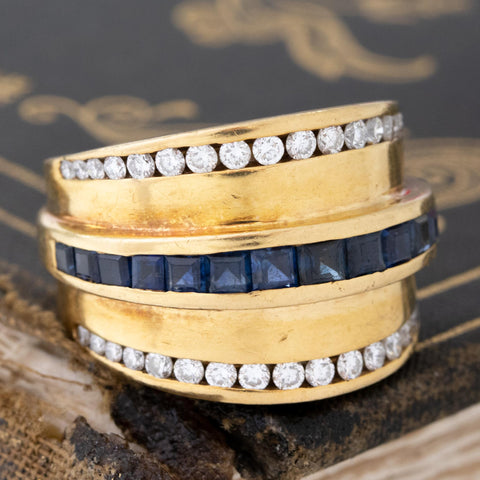 1.90ctw Vintage Diamond & Sapphire Ring, by Krypell