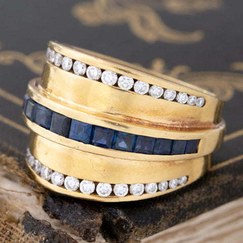 1.90ctw Vintage Diamond & Sapphire Ring, by Krypell