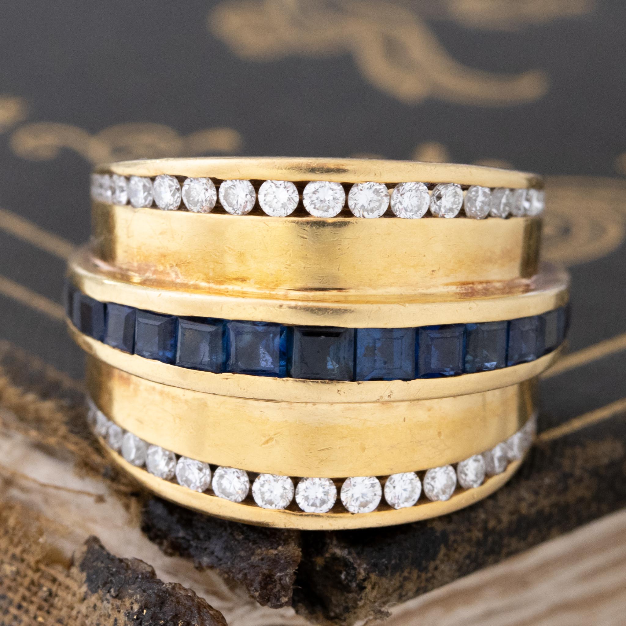1.90ctw Vintage Diamond & Sapphire Ring, by Krypell