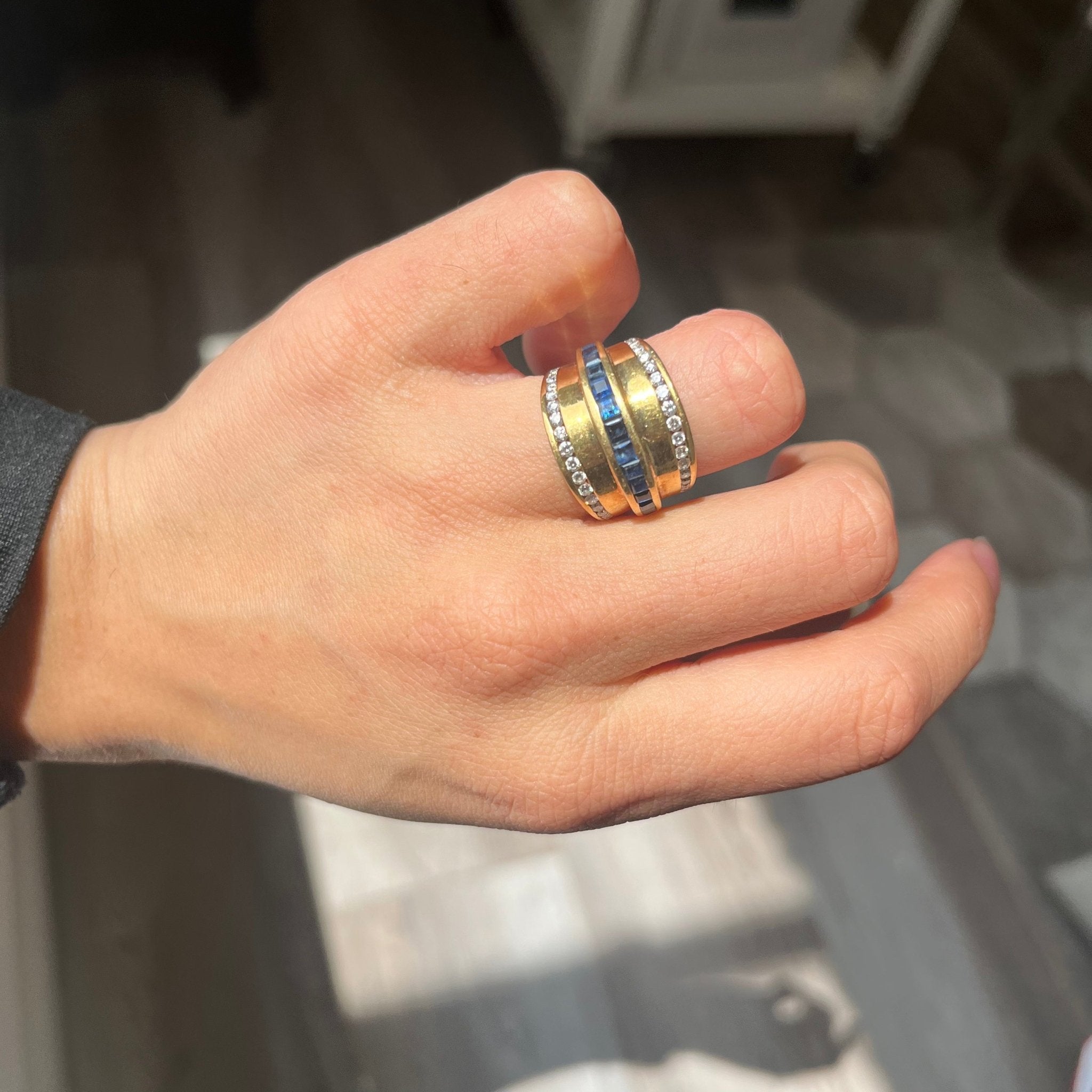 1.90ctw Vintage Diamond & Sapphire Ring, by Krypell