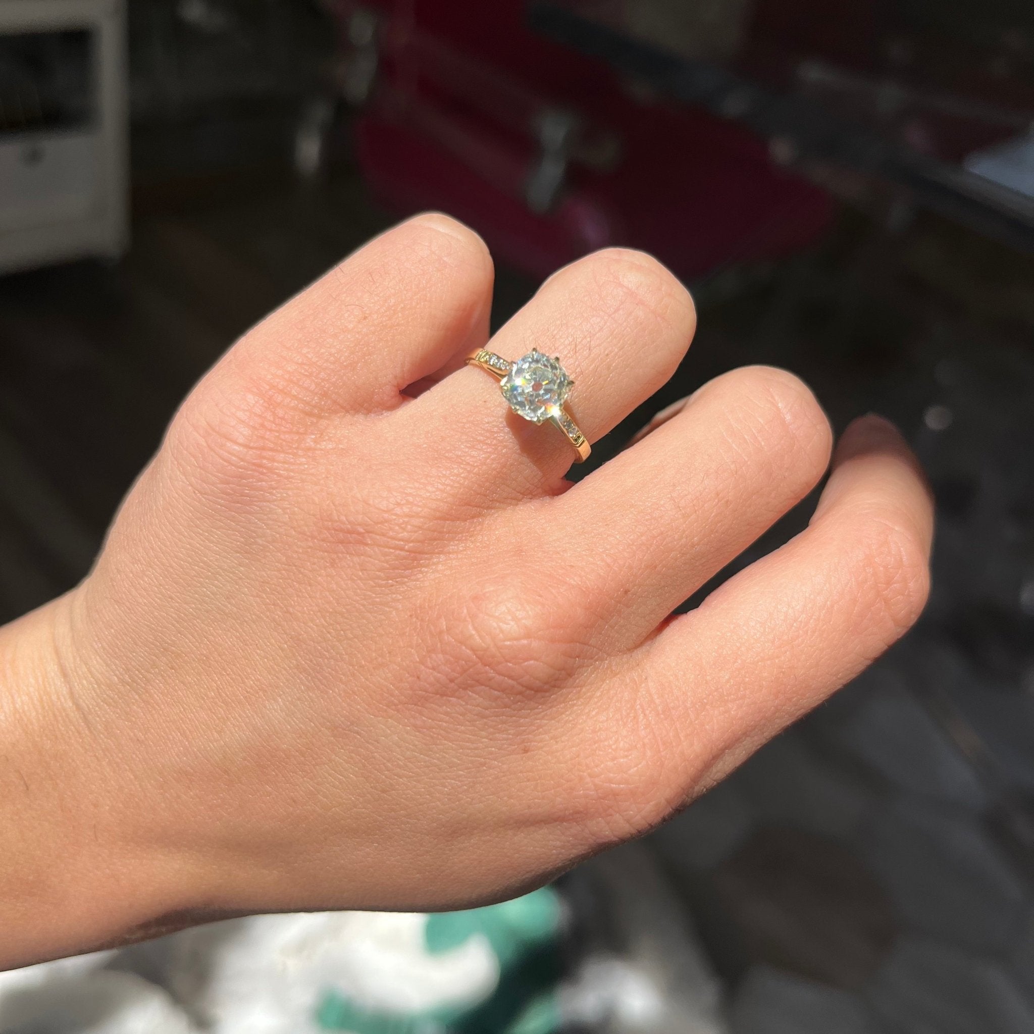 1.91ct Vintage Old Mine Cut Diamond Solitaire