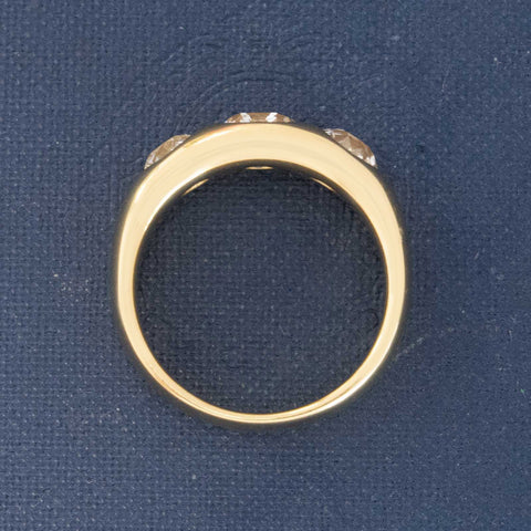 1.92ctw Old Mine & Old European Cut Diamond Flush Set Trilogy Ring