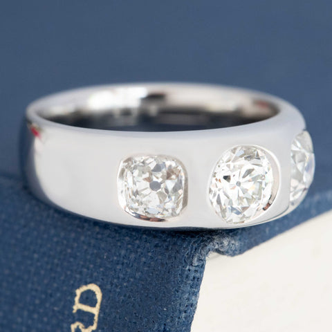 1.92ctw Old Mine & Old European Cut Diamond Three Stone Ring