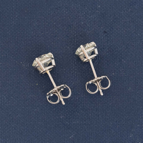 1.92ctw Round Brilliant Cut Diamond Stud Earrings, GIA EX EX EX