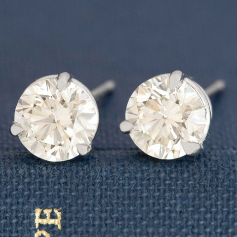 1.92ctw Round Brilliant Cut Diamond Stud Earrings, GIA EX EX EX
