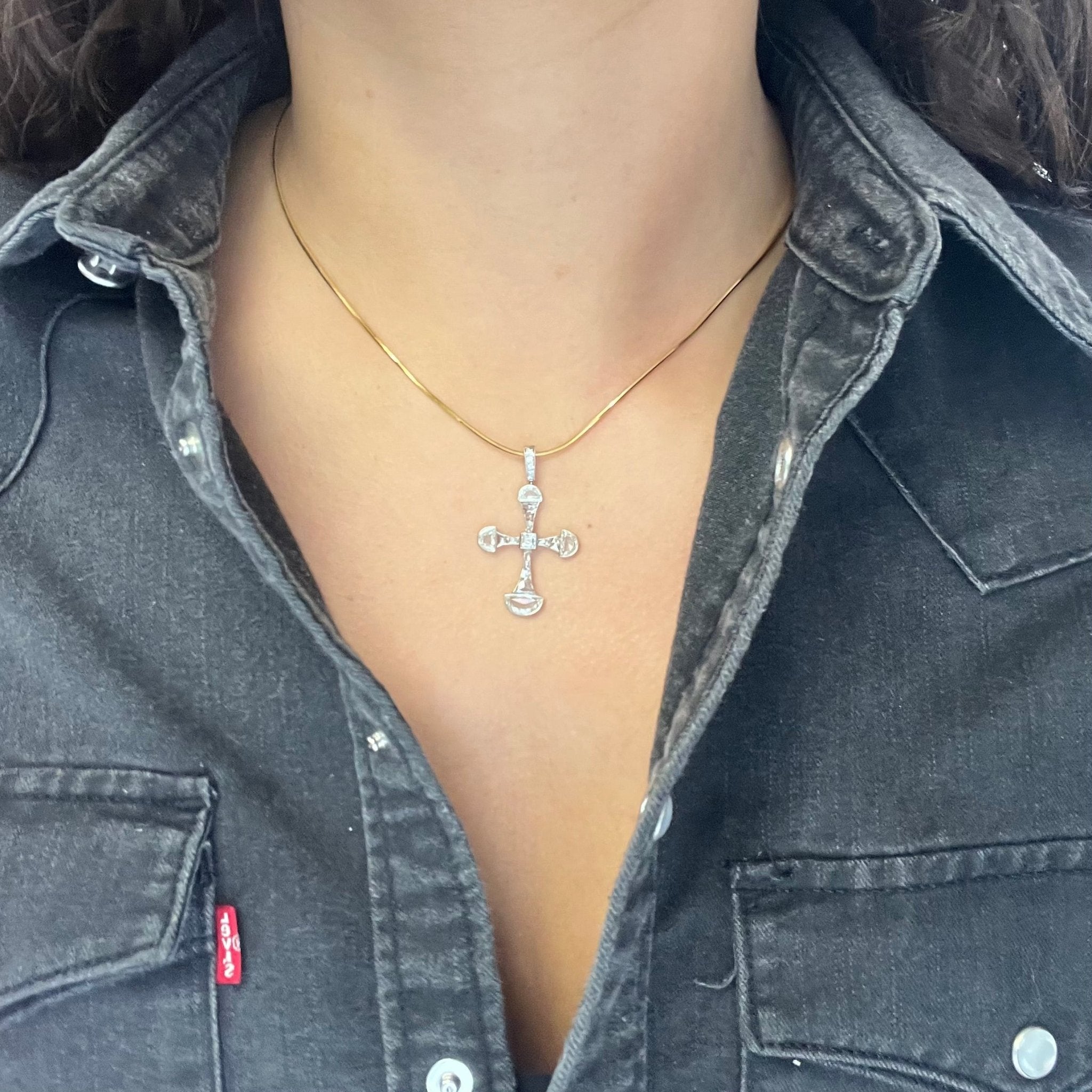 1.92ctw Vintage Mixed Cut Diamond Cross
