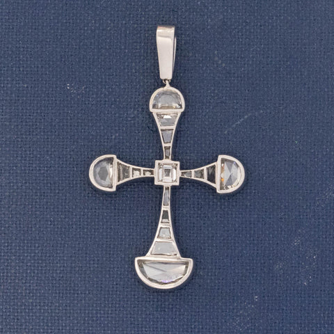 1.92ctw Vintage Mixed Cut Diamond Cross