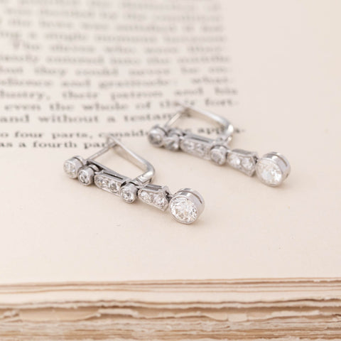 1.93ctw Vintage Old European Cut Diamond Drop Earrings