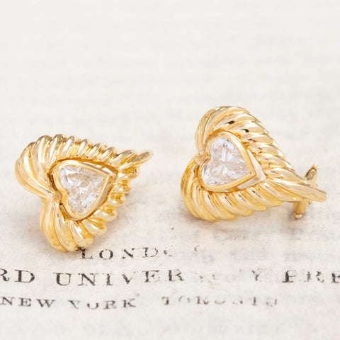 1.94ctw Vintage Diamond Heart Earrings