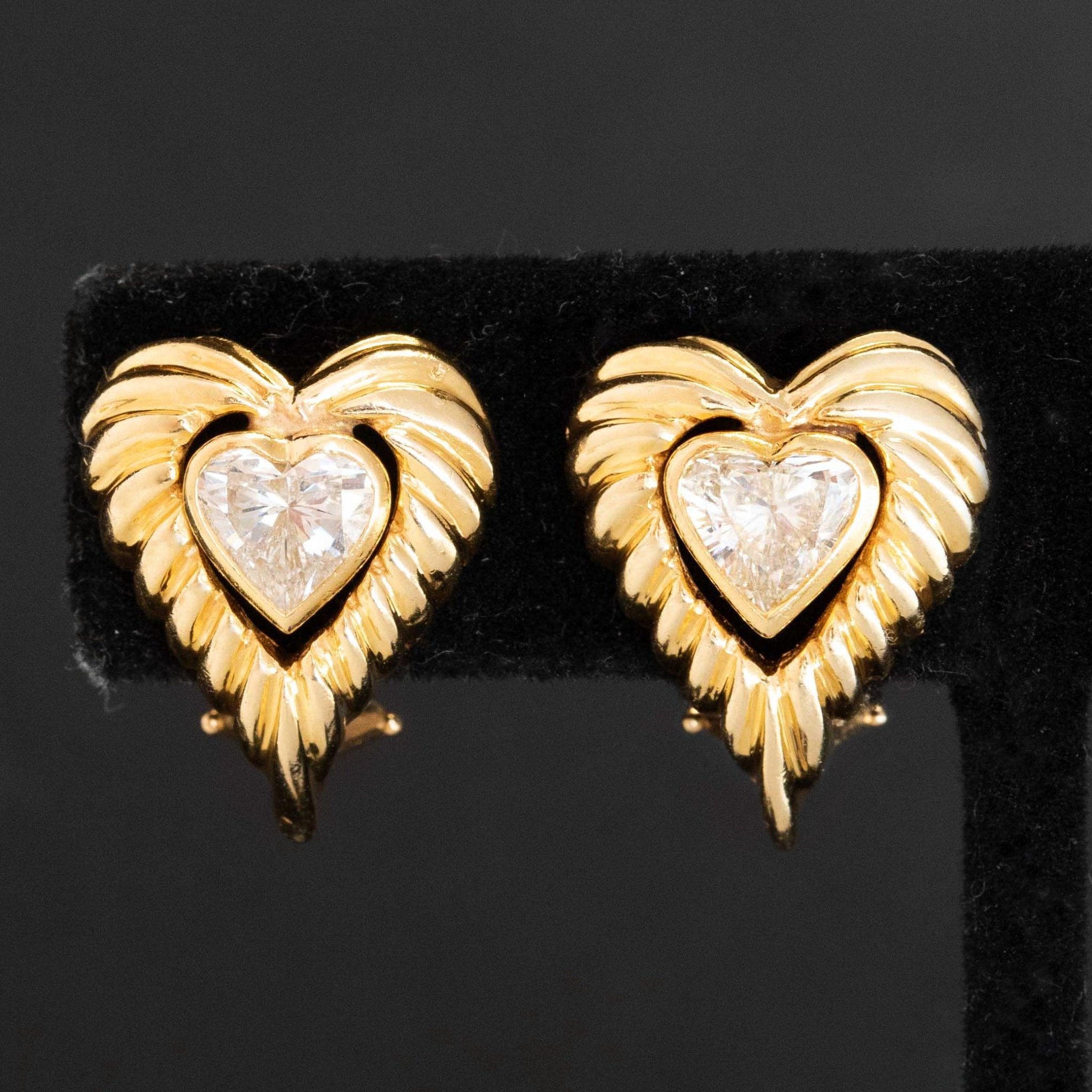 1.94ctw Vintage Diamond Heart Earrings