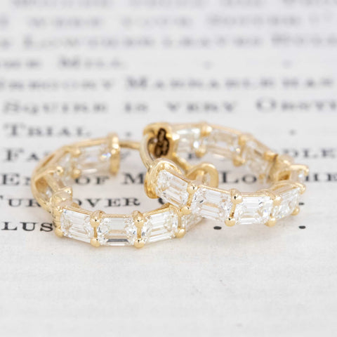 1.95ctw Emerald Cut Diamond Inside-Out Hoop Earrings