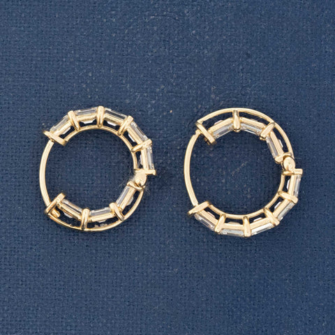 1.95ctw Emerald Cut Diamond Inside-Out Hoop Earrings