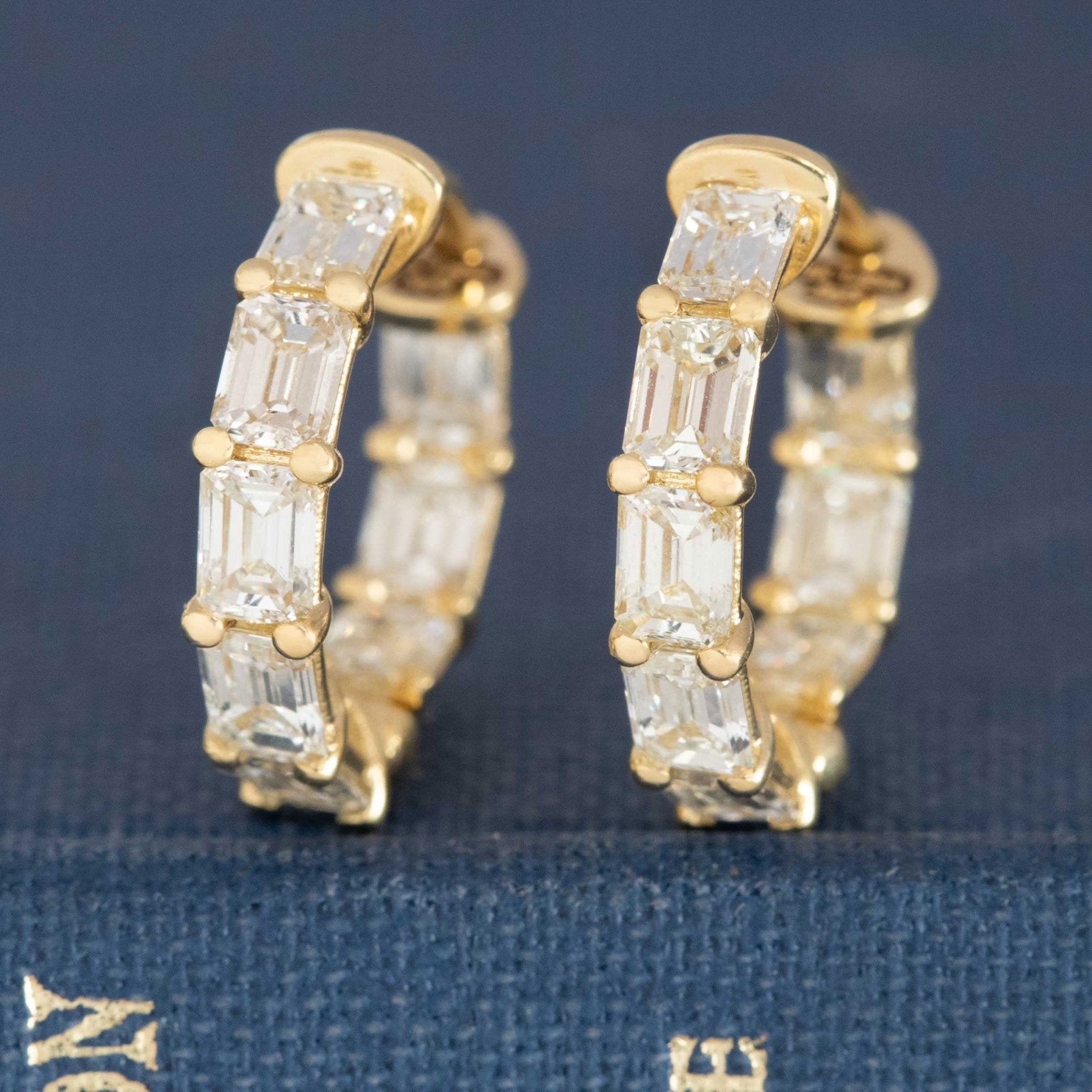 1.95ctw Emerald Cut Diamond Inside-Out Hoop Earrings