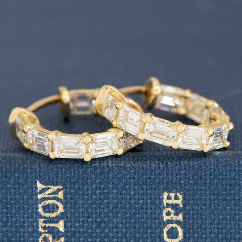 1.95ctw Emerald Cut Diamond Inside-Out Hoop Earrings