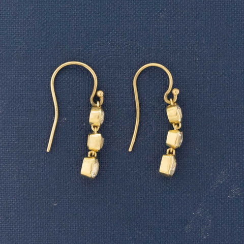 1.96ctw Old European Cut Diamond Bezel Drop Earrings