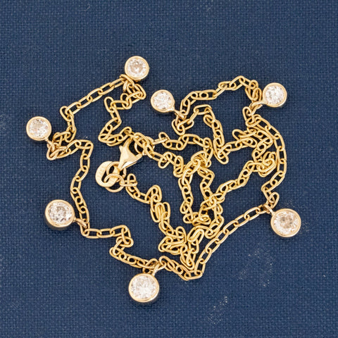 1.96ctw Old European Cut Diamond Bezel Station Necklace