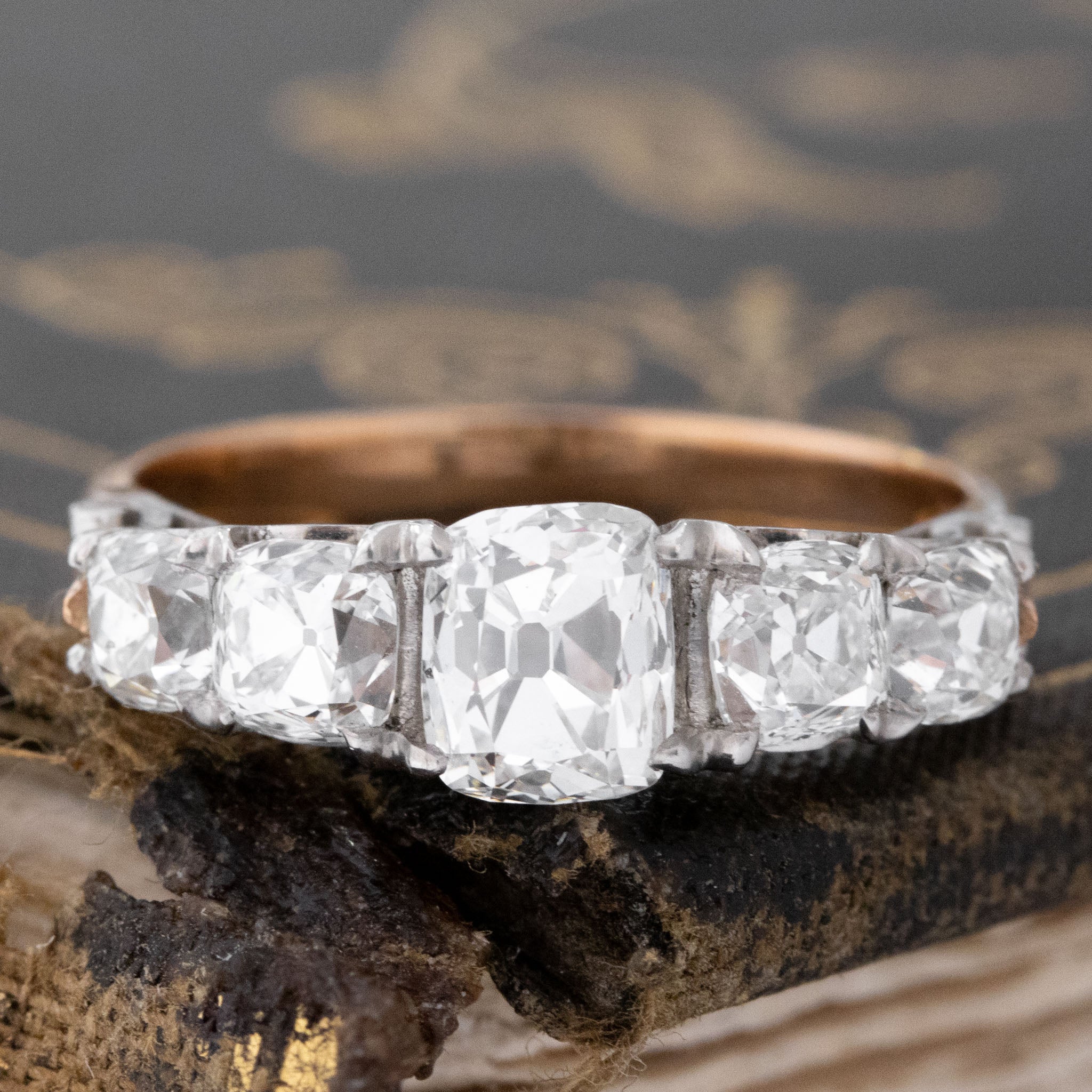 1.97ctw Old Mine Cut Victorian Inspired 5-Stone Band