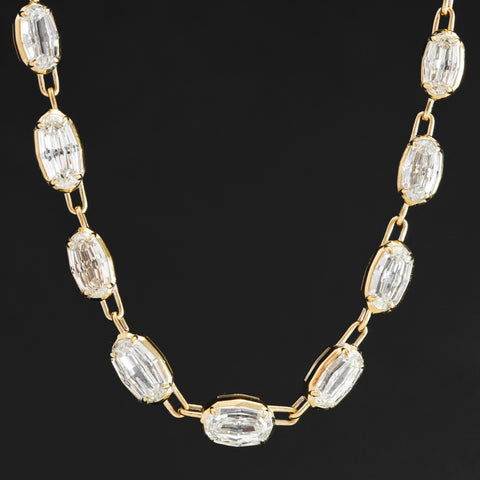 19.80ctw Oval Step Cut Diamond Riviere Necklace, GIA