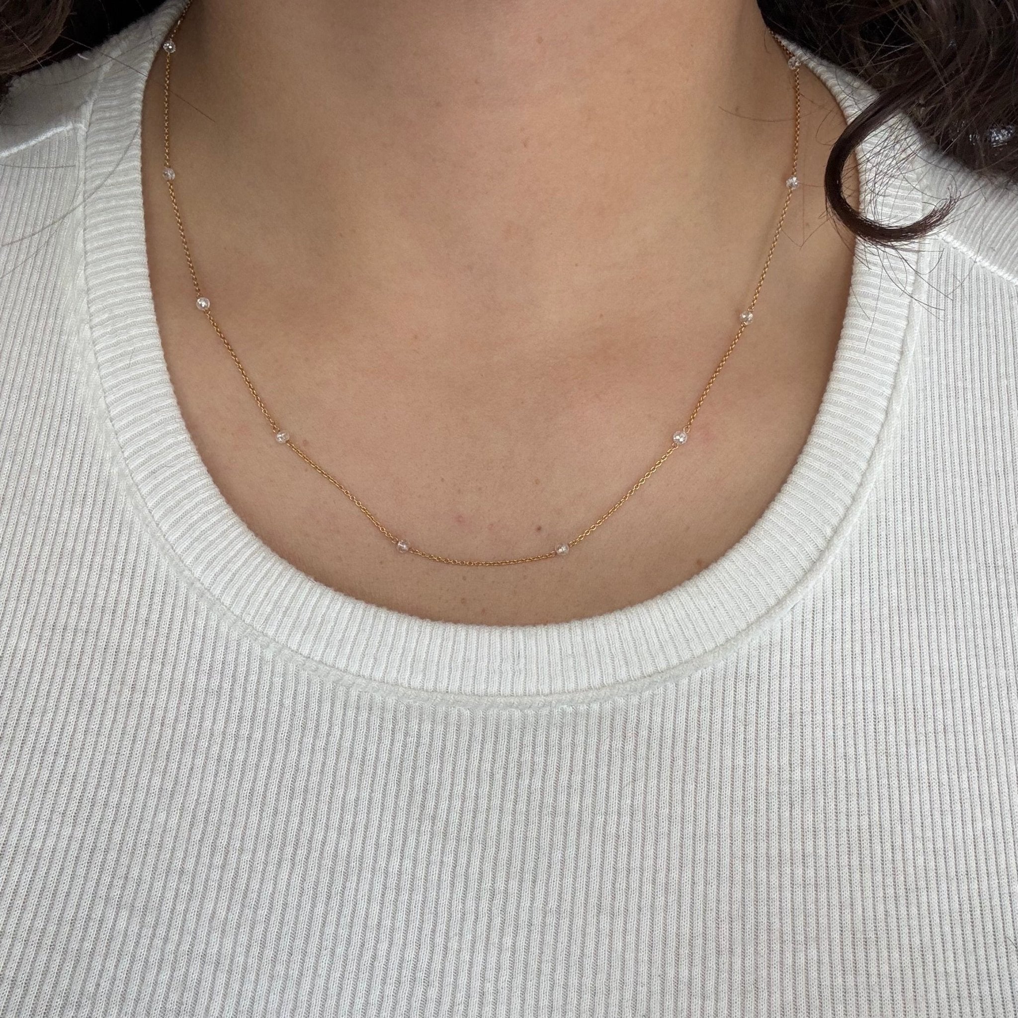 1.98ctw Diamond Bead Station Necklace