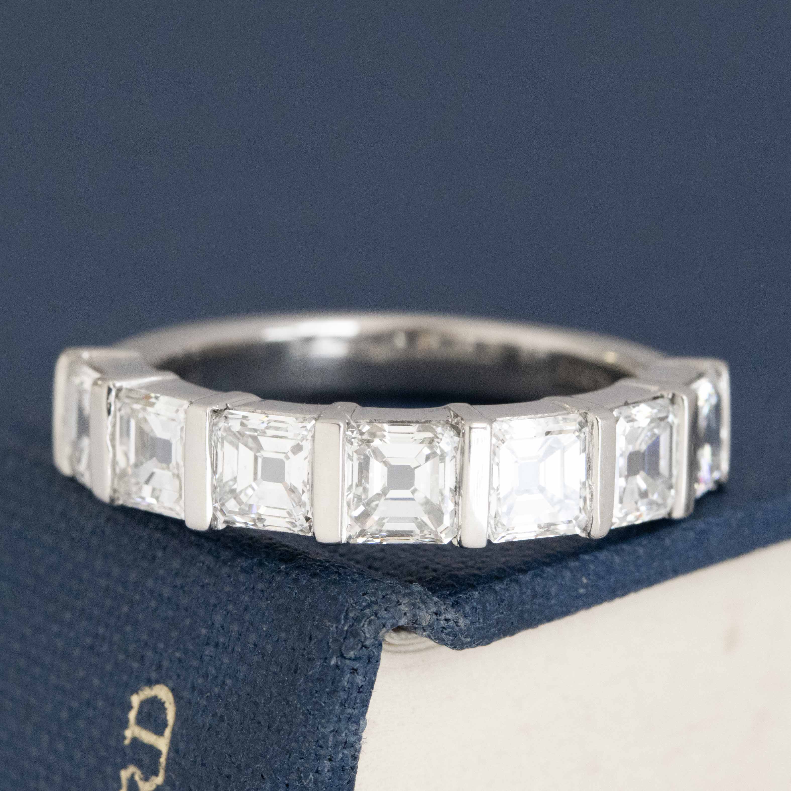 2.12ctw Asscher Cut Diamond Bar Set Band