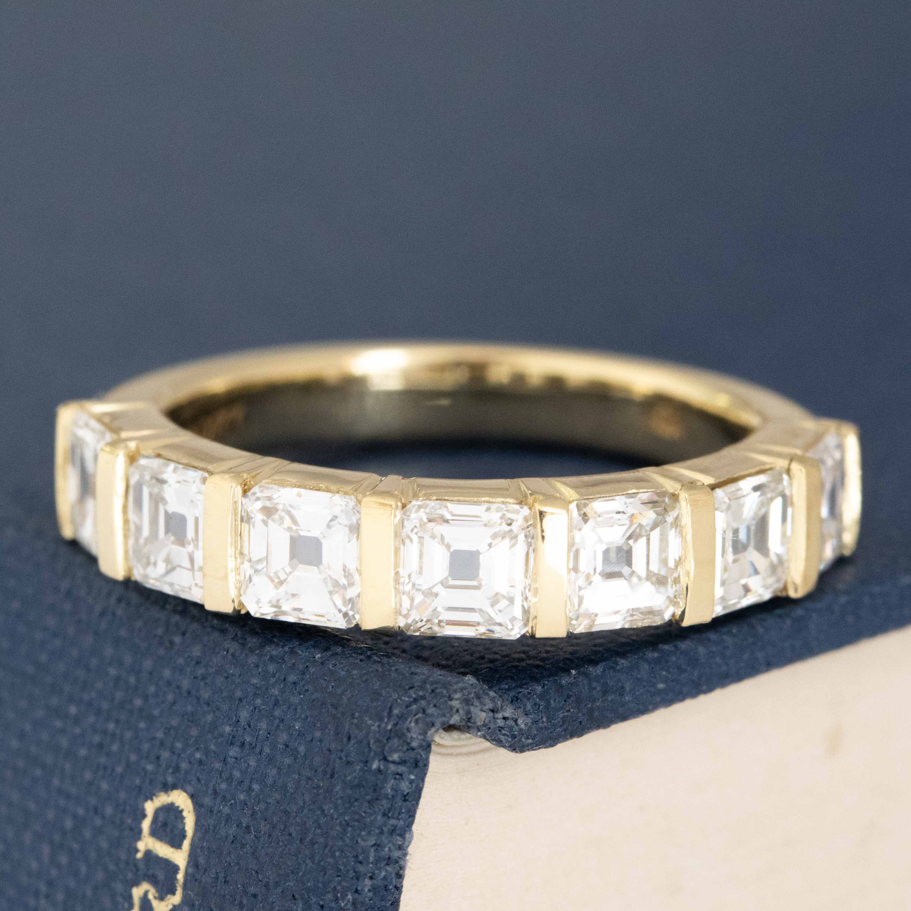 2.21ctw Asscher Cut Diamond Bar Set Band