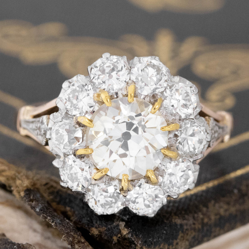 Victorian Era Antique Engagement Ring Old Mine Cut Diamond .75ct L/SI1