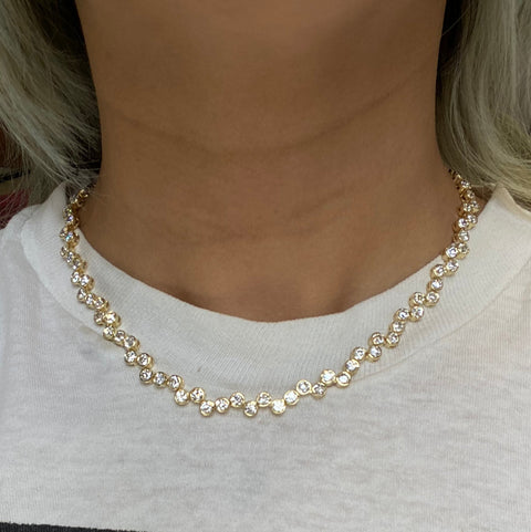 20.01ctw Old European Cut Diamond "Pebble" Bezel Necklace