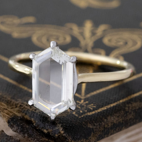 2.00ct Hexagonal Portrait Cut Diamond Solitaire, GIA K SI1