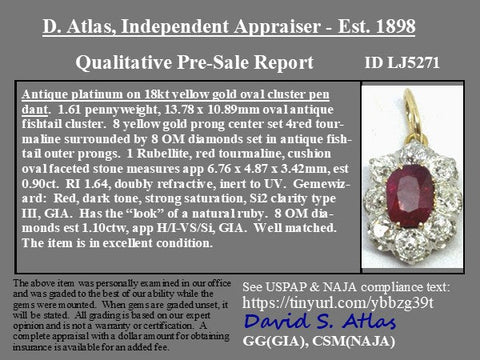 2.00ctw Antique Diamond & Tourmaline Cluster Pendant