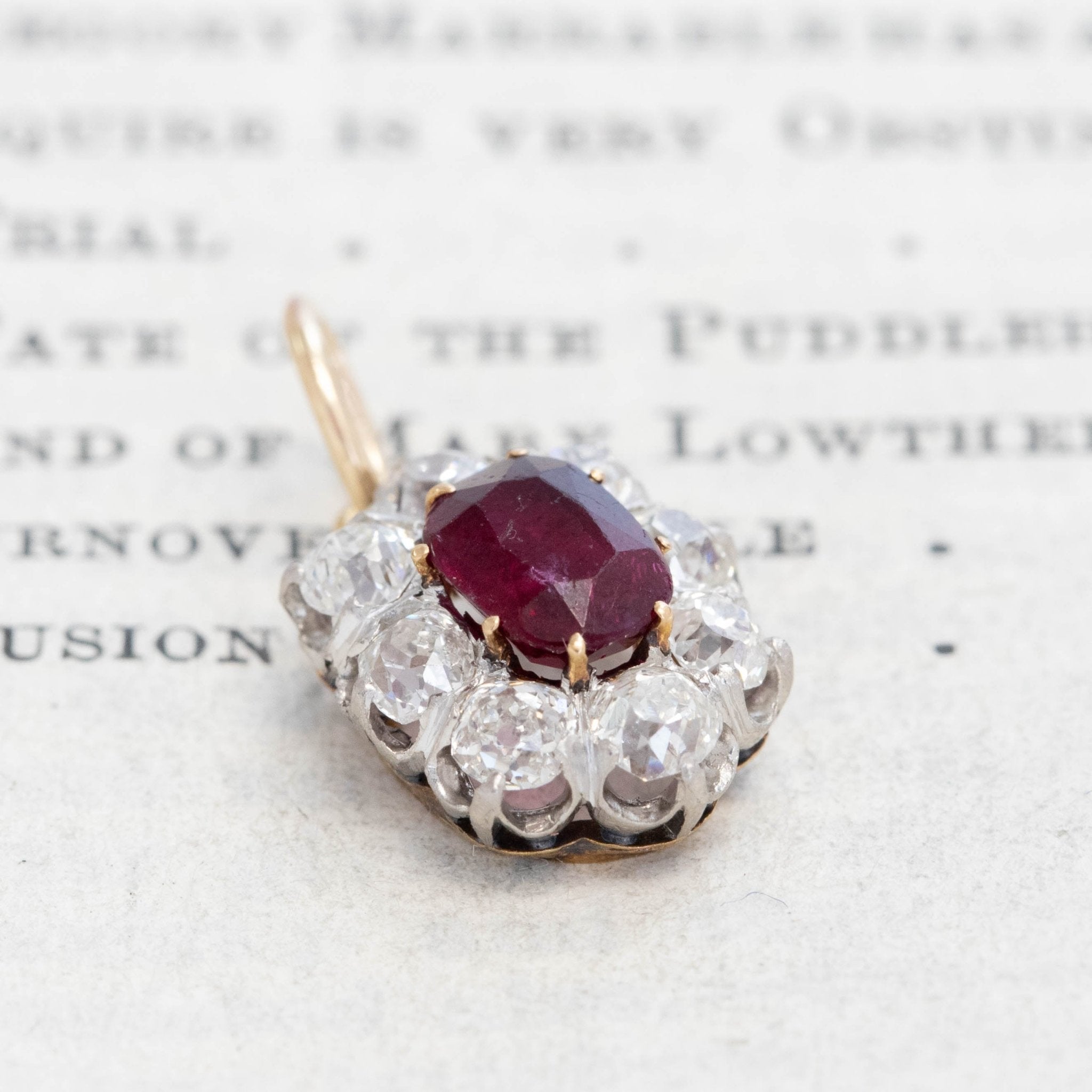 2.00ctw Antique Diamond & Tourmaline Cluster Pendant