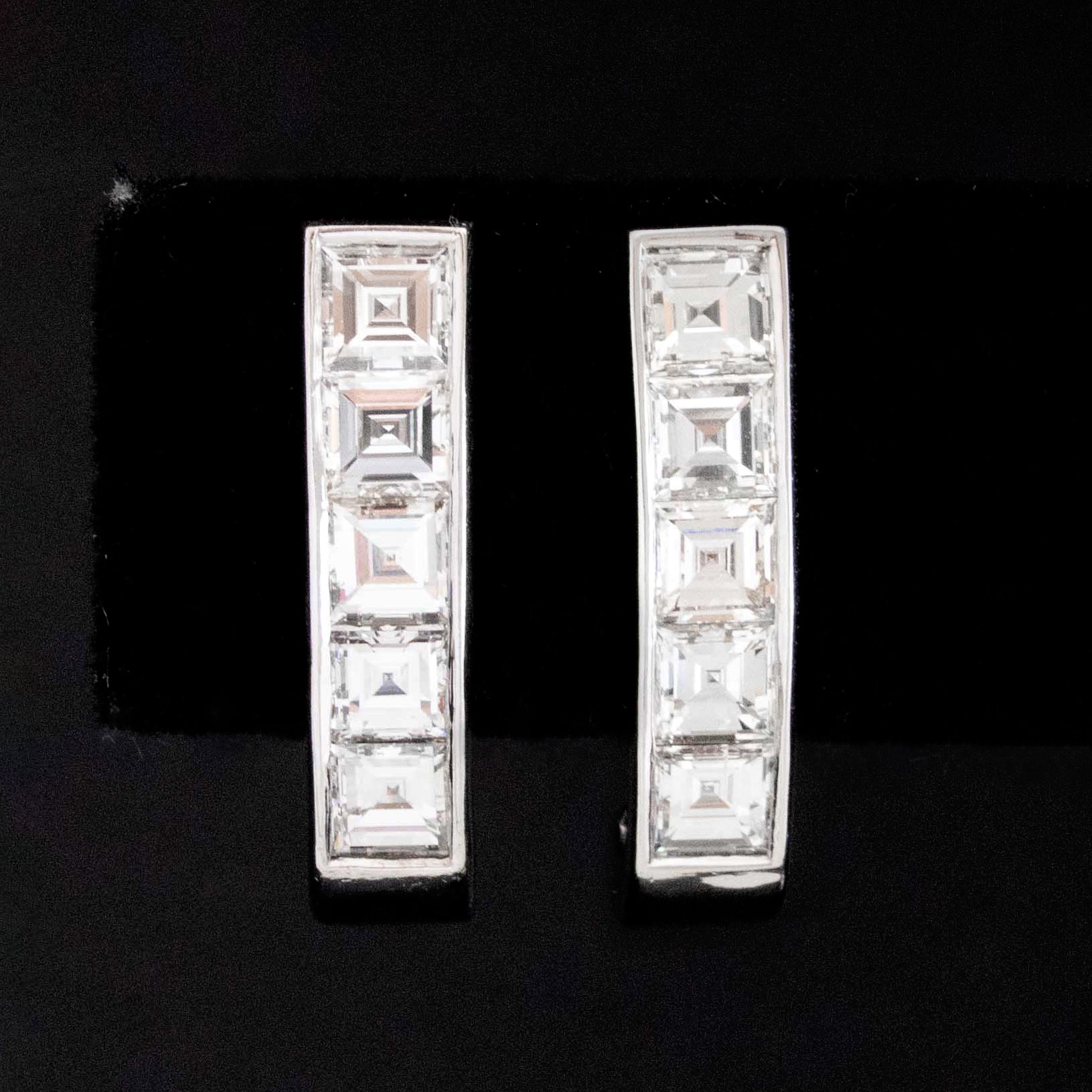 2.00ctw Carre Cut Diamond Bar Drop Earrings