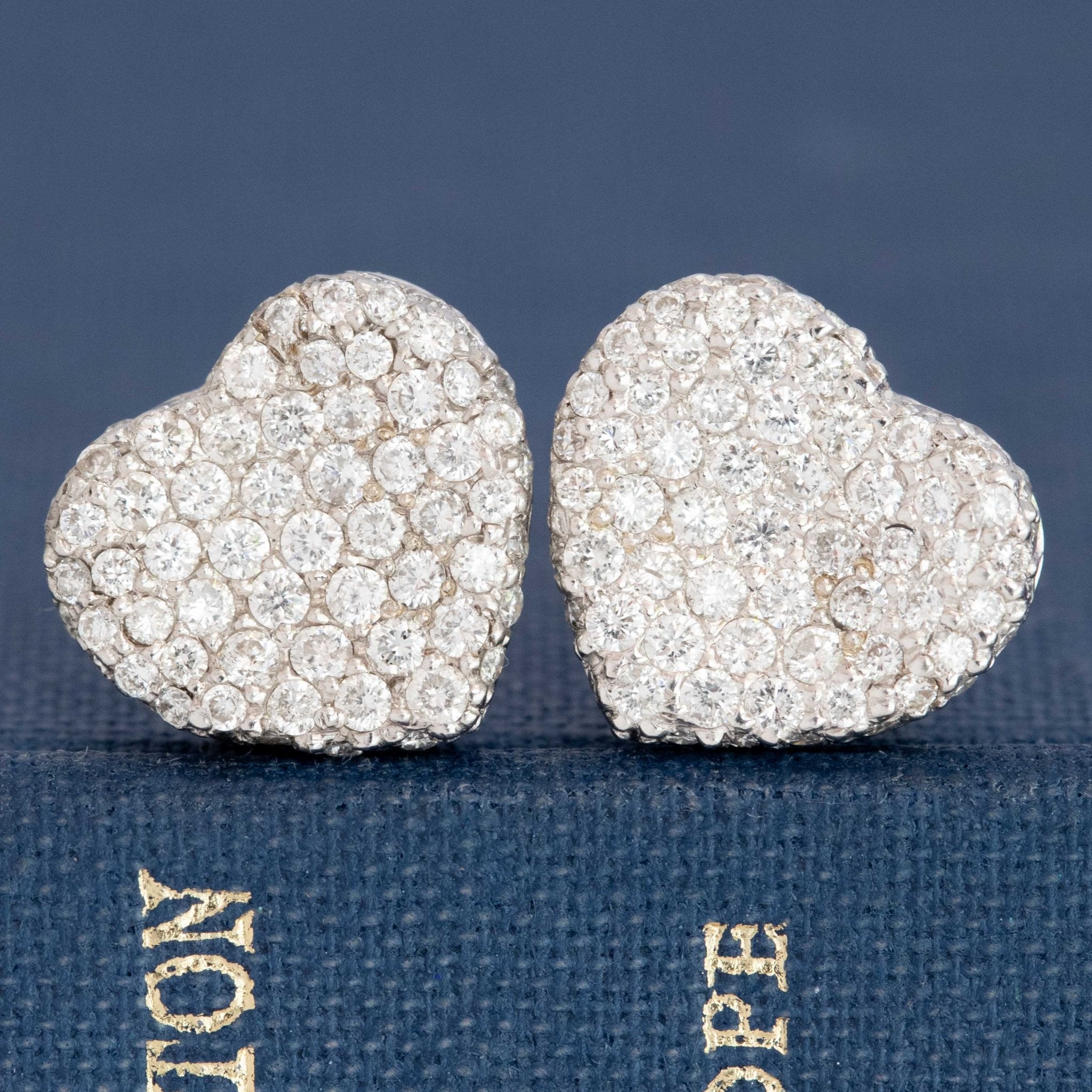 2.00ctw Diamond Pave Heart Stud Earrings