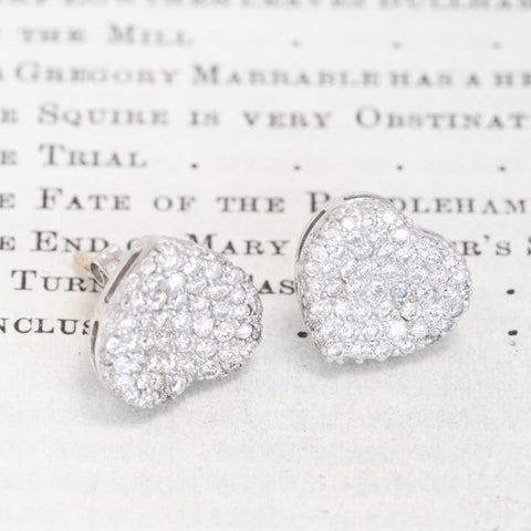 2.00ctw Diamond Pave Heart Stud Earrings