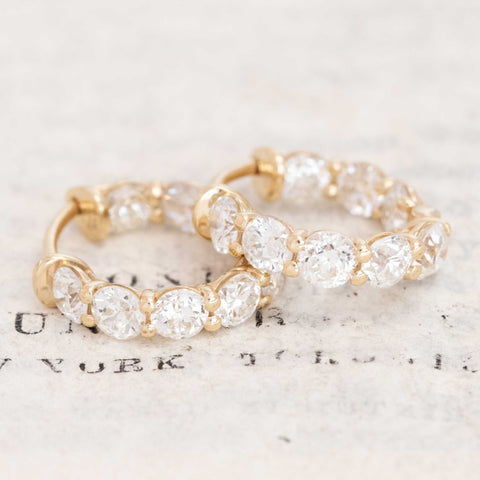 2.00ctw Old European Cut Diamond Inside Out Hoop Earrings