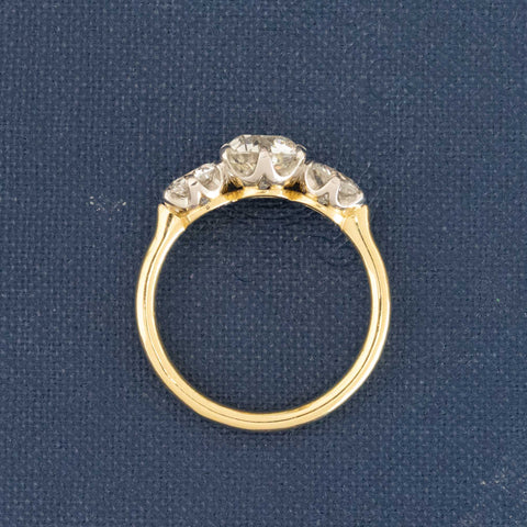 2.00ctw Old European Cut Diamond Trilogy Ring, GIA
