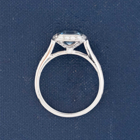 2.00ctw Soleste Aquamarine Diamond Halo Ring, by Tiffany & Co.