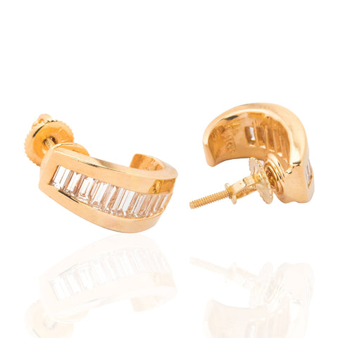 2.00ctw Vintage Baguette Cut Diamond Half Hoop Earrings