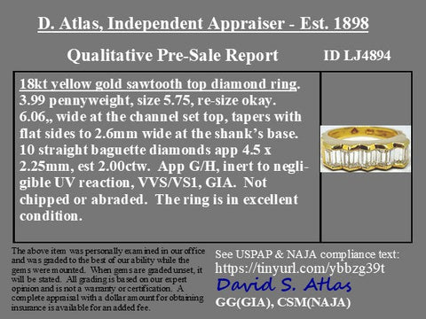 2.00ctw Vintage Baguette Cut Diamond "Zig-Zag" Band