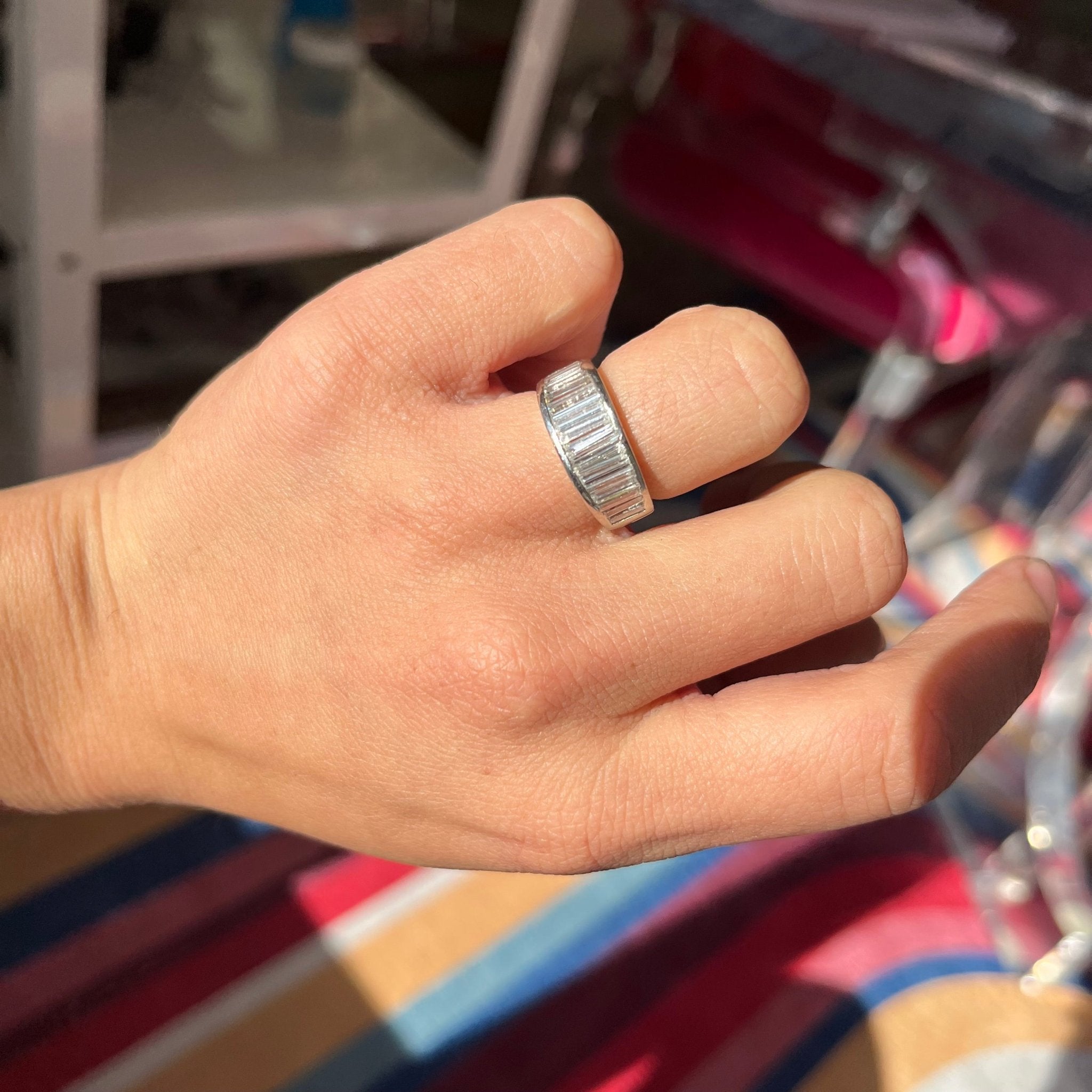 3.00ctw Vintage Graduated Baguette Diamond Band