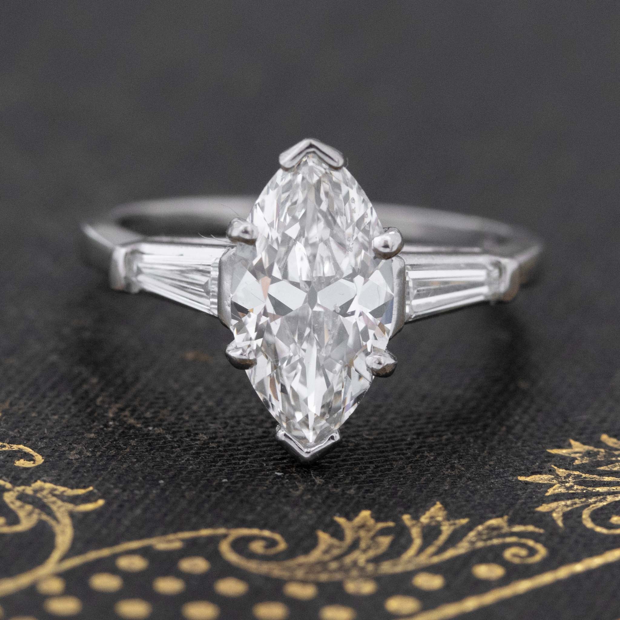 2.00ctw Vintage Marquise Cut Diamond Solitaire, GIA H SI1